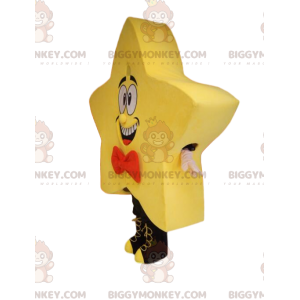 Costume de mascotte BIGGYMONKEY™ d'étoile jaune avec un neud