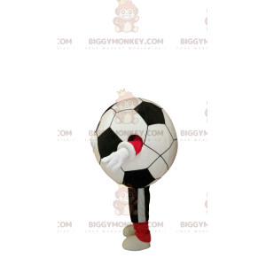 Fantasia de mascote BIGGYMONKEY™ de bola de futebol sorridente