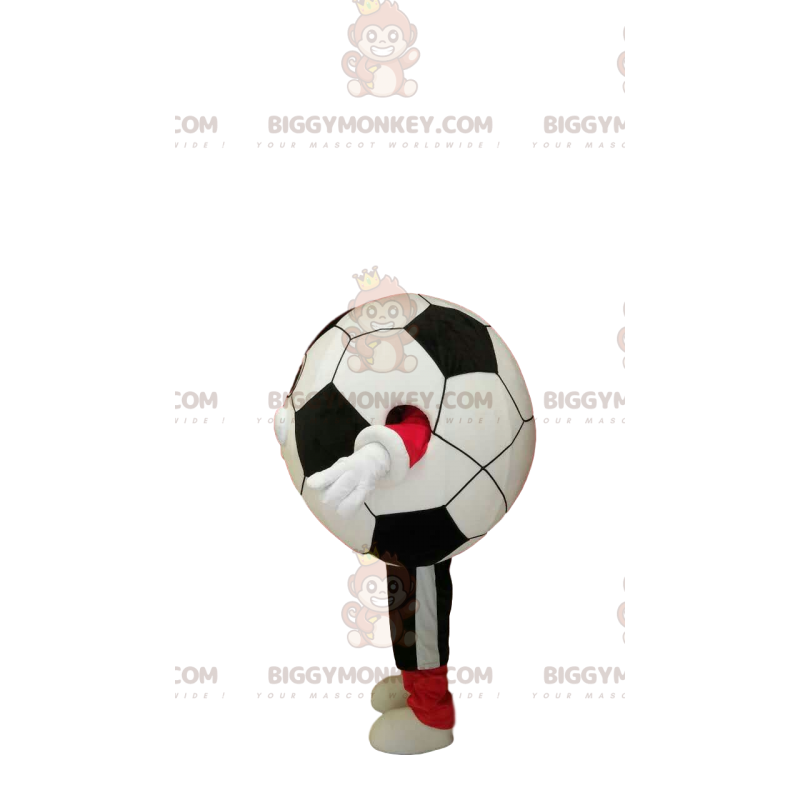 Costume de mascotte BIGGYMONKEY™ de ballon de foot souriant en