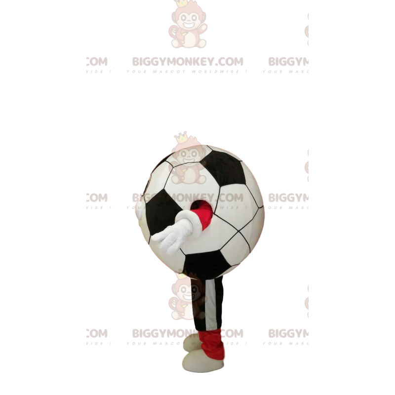 Smiling Soccer Ball BIGGYMONKEY™ Mascot Costume In Sportswear –