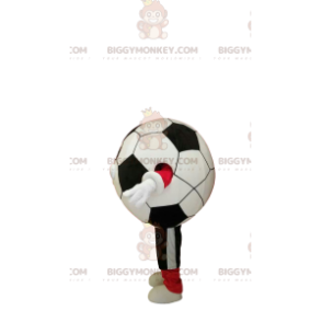 Smiling Soccer Ball BIGGYMONKEY™ Mascot Costume In Sportswear –