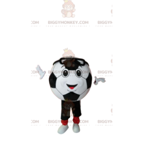 Costume de mascotte BIGGYMONKEY™ de ballon de foot souriant en