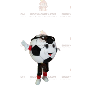 Costume de mascotte BIGGYMONKEY™ de ballon de foot souriant en