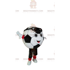 Smiling Soccer Ball BIGGYMONKEY™ Mascot Costume In Sportswear –