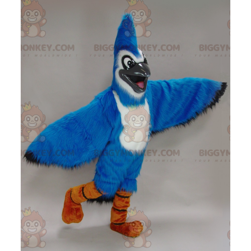 Costume de mascotte BIGGYMONKEY™ de geai bleu et blanc -