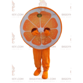 Halv orange BIGGYMONKEY™ maskotkostume. Halvt orange kostume -