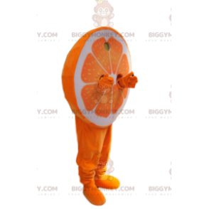 Halv orange BIGGYMONKEY™ maskotkostume. Halvt orange kostume -