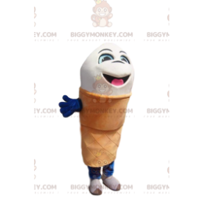 Disfraz de mascota BIGGYMONKEY™ de cono de helado blanco muy