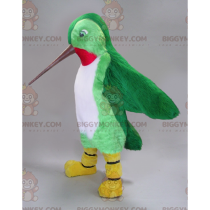 Costume de mascotte BIGGYMONKEY™ de colibri vert blanc et rouge