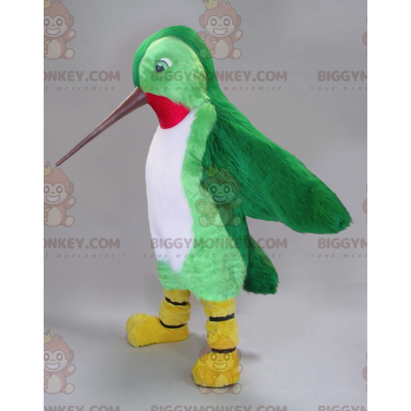 Traje de mascote BIGGYMONKEY™ Verde Branco Vermelho Beija-flor