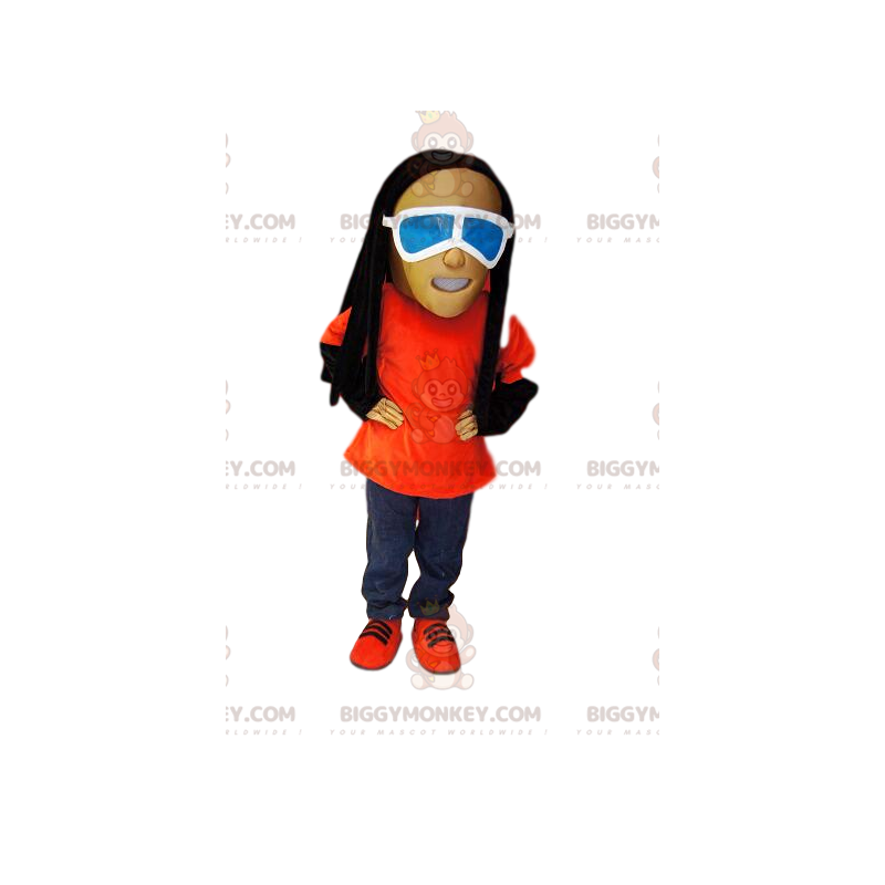 BIGGYMONKEY™ Costume da mascotte da uomo in jeans, rasta e