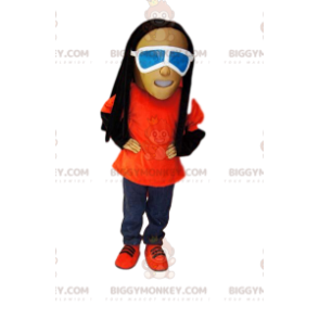 BIGGYMONKEY™ Costume da mascotte da uomo in jeans, rasta e