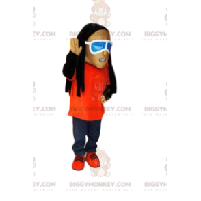 BIGGYMONKEY™ Mascot Costume of Man i jeans, rastas och