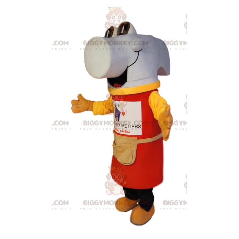 Super vrolijk wit Hammer BIGGYMONKEY™ mascottekostuum met rode