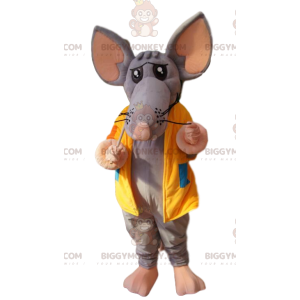 Costume de mascotte BIGGYMONKEY™ de souris grise avec une veste