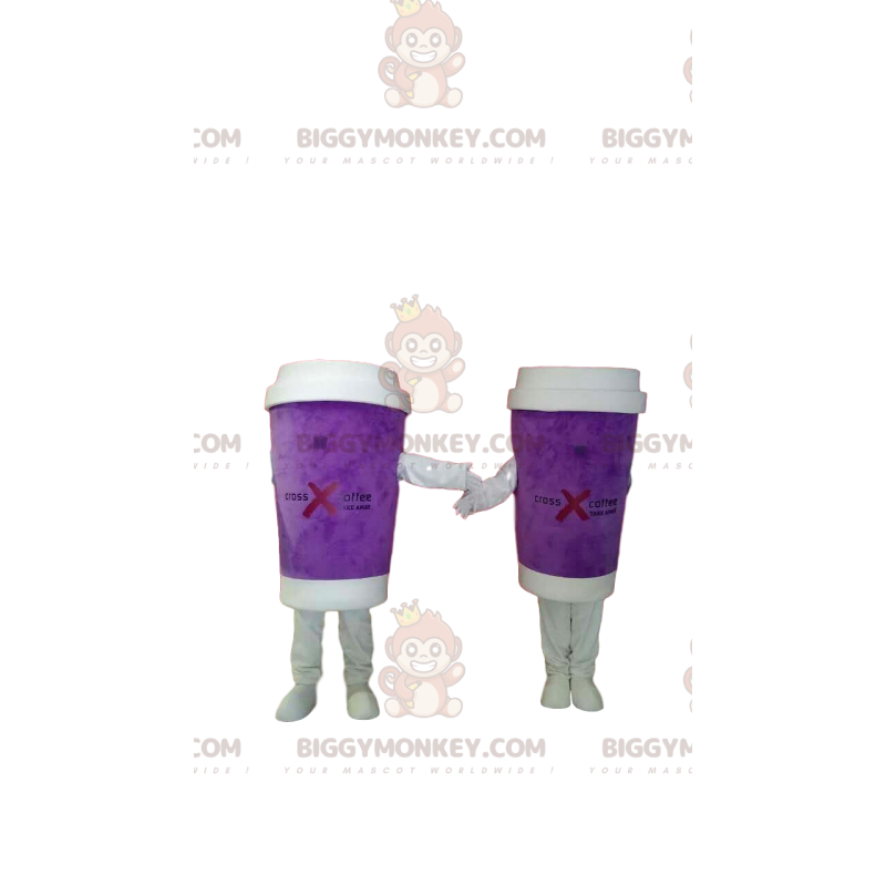 Vytáhnout Purple Coffee Hrnek BIGGYMONKEY™ Mascot Costume Duo –