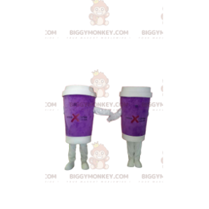 Takeout Purple kahvimuki BIGGYMONKEY™ maskotti puku Duo -