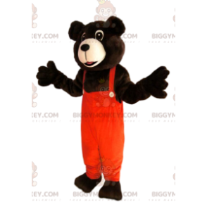 Brown Bear BIGGYMONKEY™ maskottiasu oransseilla haalareilla -