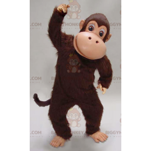 BIGGYMONKEY™ Blødt og lodnet brun chimpanseabe-maskotkostume -