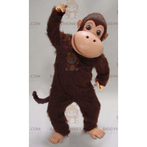 BIGGYMONKEY™ Mjuk och lurvig brun schimpansapamaskotdräkt -