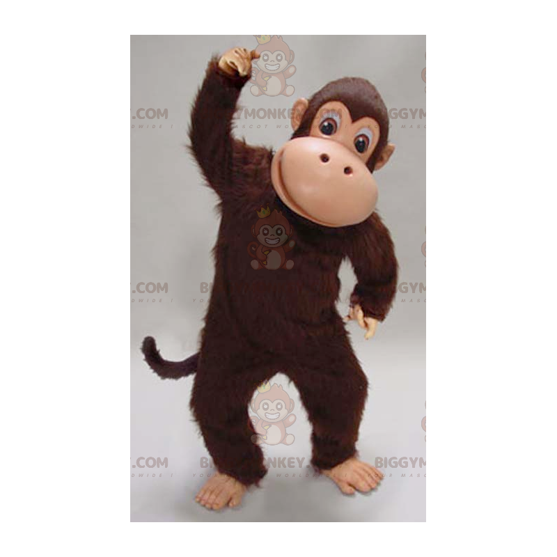 BIGGYMONKEY™ Costume mascotte scimmia scimpanzé marrone morbido