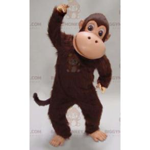 BIGGYMONKEY™ Blødt og lodnet brun chimpanseabe-maskotkostume -