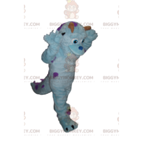 Traje de mascote BIGGYMONKEY™ Monstro Fada Azul com Chifres