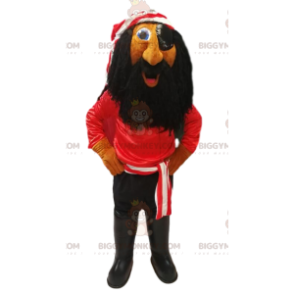 Piraten BIGGYMONKEY™ mascottekostuum met rood T-shirt en lange