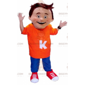 Kostým maskota malého chlapce BIGGYMONKEY™ v oranžovém a modrém