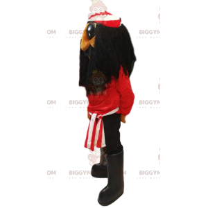 Pirate BIGGYMONKEY™ Mascot Costume with Red T-Shirt and Long