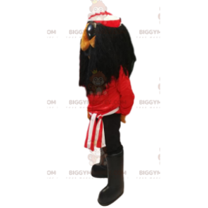 Pirat BIGGYMONKEY™ maskotkostume med rød T-shirt og langt sort