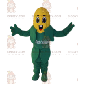 Costume de mascotte BIGGYMONKEY™ d'épi de maïs très heureux.