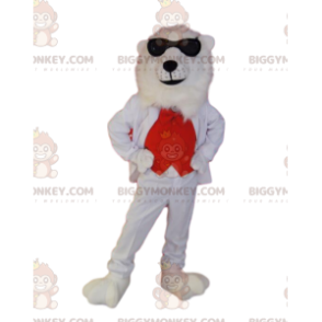 Isbjørn BIGGYMONKEY™ maskotkostume med rødt og hvidt kostume -