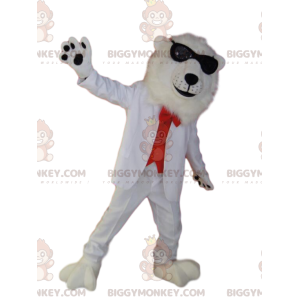 Disfraz de mascota de oso polar BIGGYMONKEY™ con disfraz rojo y