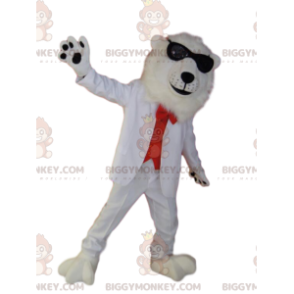 Costume de mascotte BIGGYMONKEY™ d'ours blanc avec un costume