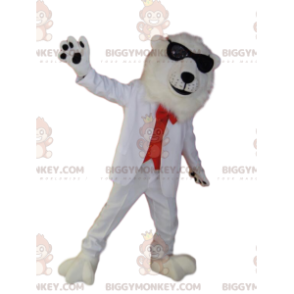 Disfraz de mascota de oso polar BIGGYMONKEY™ con disfraz rojo y