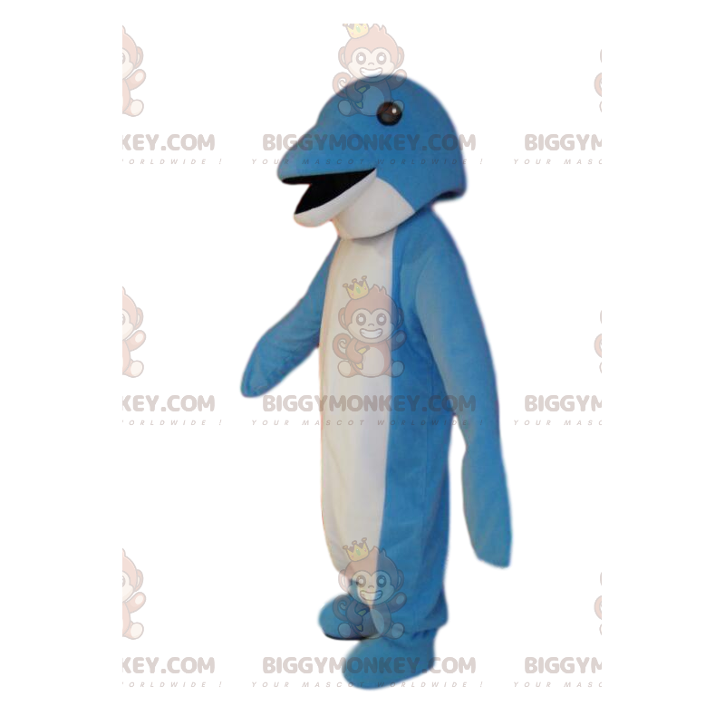 Costume de mascotte BIGGYMONKEY™ de dauphin bleu et blanc très