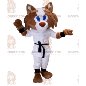 Fato de mascote BIGGYMONKEY™ de raposa em equipamento de karaté