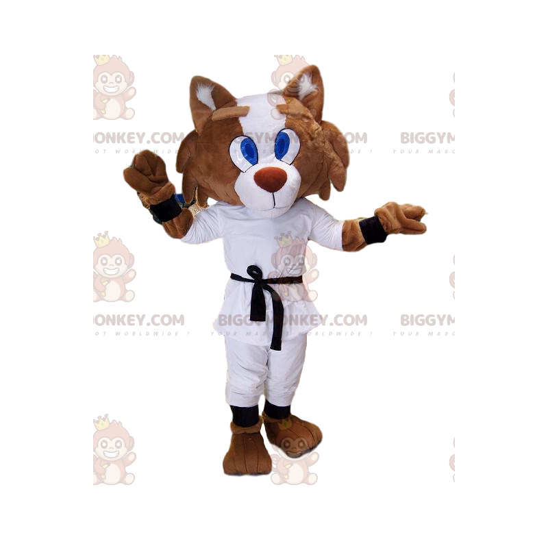 BIGGYMONKEY™ Maskottchenkostüm Fuchs in Karate-Ausrüstung und