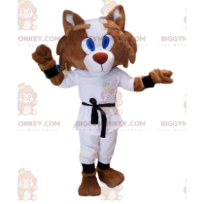 BIGGYMONKEY™ mascot costume of fox in karate gear and black