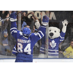 BIGGYMONKEY™ ijsbeer witte beer mascotte kostuum in hockey