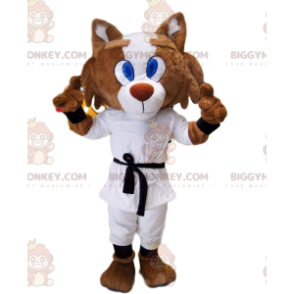 Costume de mascotte BIGGYMONKEY™ de renard en tenue de karaté