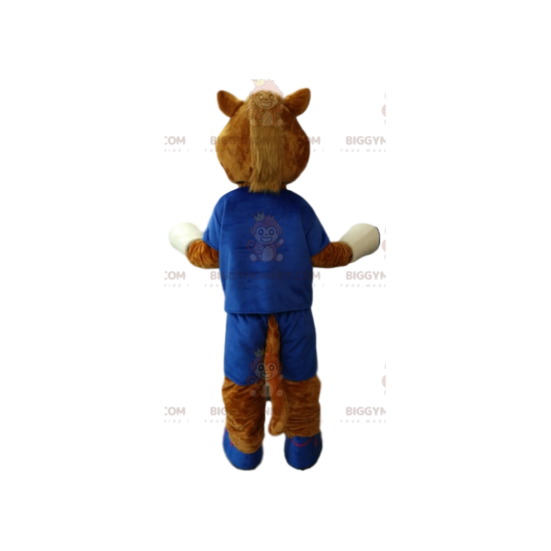 Fato de mascote BIGGYMONKEY™ de cavalo castanho em roupa