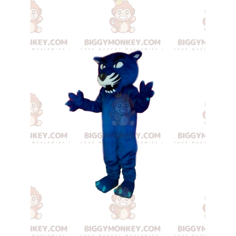 BIGGYMONKEY™ Costume da mascotte aggressivo pantera blu.