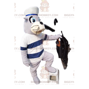 BIGGYMONKEY™ mascottekostuum van zeehond in matrozenoutfit.