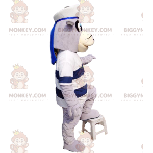 Traje de mascote BIGGYMONKEY™ de foca em traje de marinheiro.