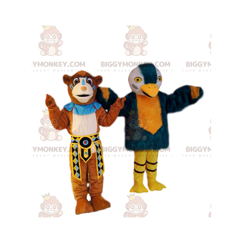 BIGGYMONKEY™ Mascot Costume Duo of lion and eagle in Native