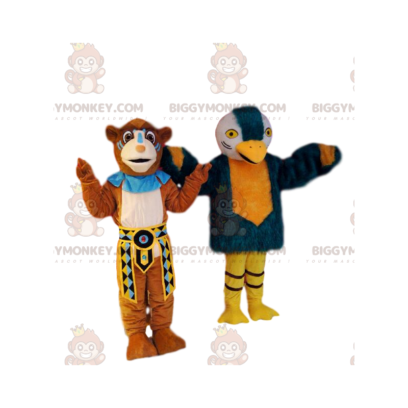 BIGGYMONKEY™ Mascottekostuum Duo van leeuw en adelaar in