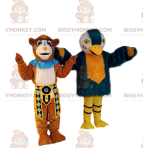 BIGGYMONKEY™ maskotkostume Duo af løve og ørn i indianerdragt.