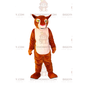 Braun-weißes Löwin BIGGYMONKEY™ Maskottchen-Kostüm. Löwin